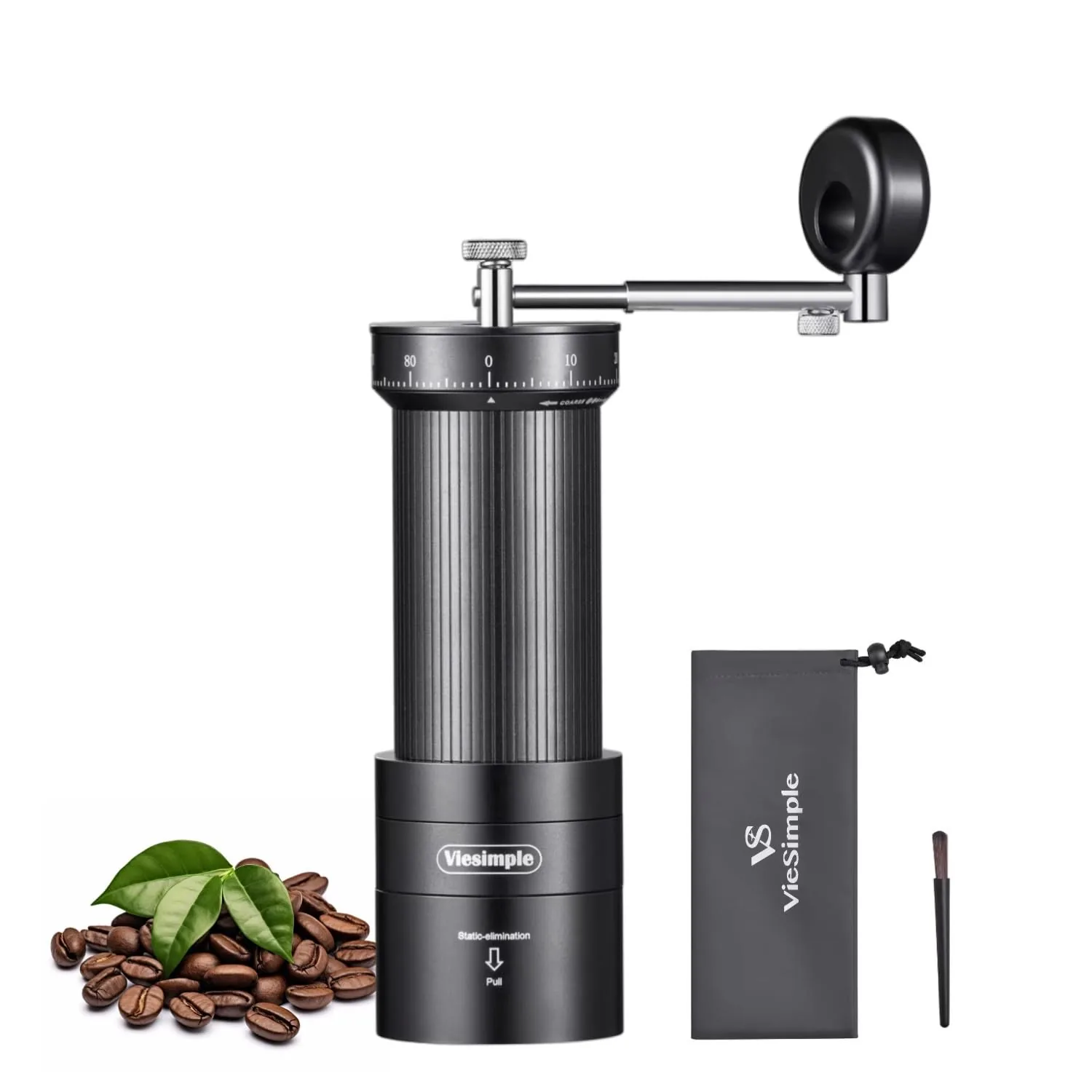 V4 Manual Burr Coffee Grinder, External Adjustment, Travel,Black